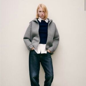 ZARA Grey Neoprene Bomber Jacket